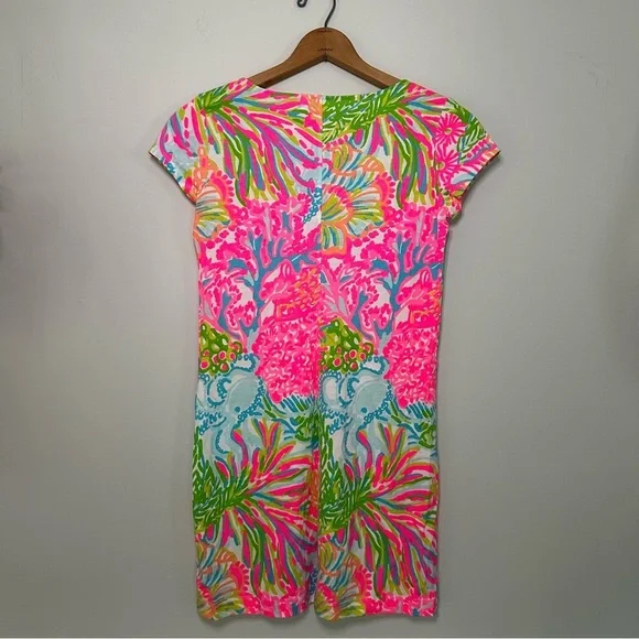 Lily Pulitzer Brewster Dress Coastal Neon Pink Green Sea Pattern Cotton Size XS - Picture 3 of 15